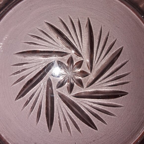 Pink Depression Glass Ashtray Round Flower Pinwheel Pattern 4 Cigarette Slots - Picture 5 of 7